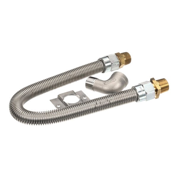 A Hatco heat trap flex kit with stainless steel hoses and connectors.