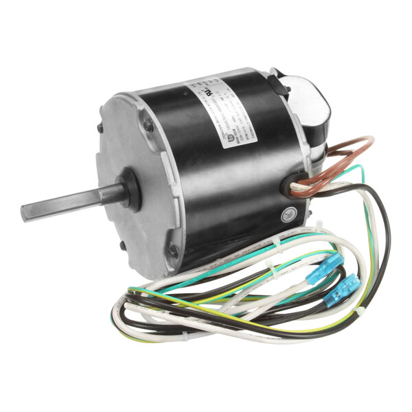 A close-up of a Manitowoc Ice fan motor with wires.