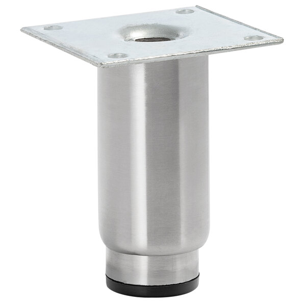 A silver metal ServIt adjustable leg with a black rubber base.