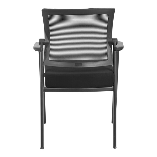 A Boss black mesh guest chair with a black seat and grey mesh back.