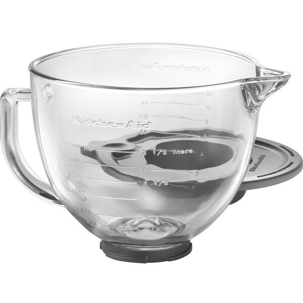 KitchenAid K5GB 5 Qt. Glass Mixing Bowl with Handle and Lid for Stand