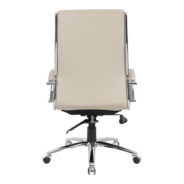 A Boss white office chair with chrome legs.