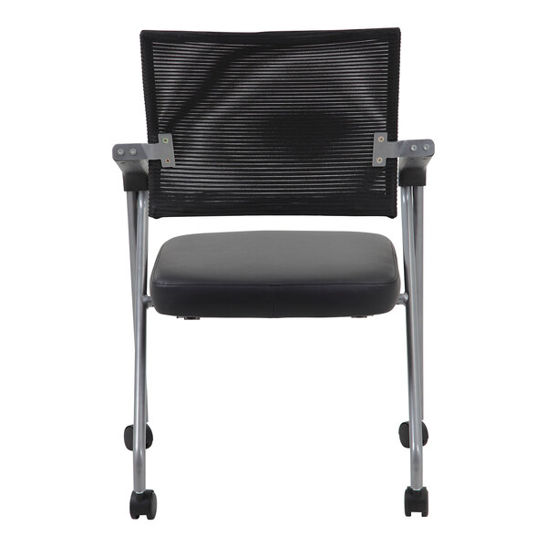 A Boss black training chair with a pewter steel frame.