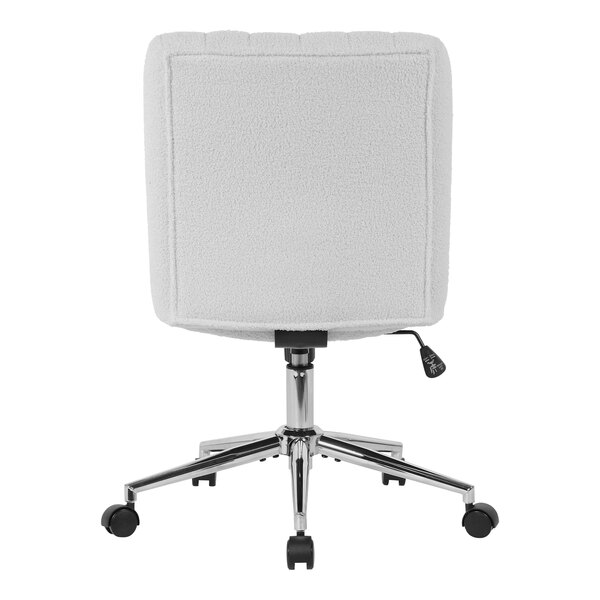 A Boss cream boucle office chair with metal legs and wheels.