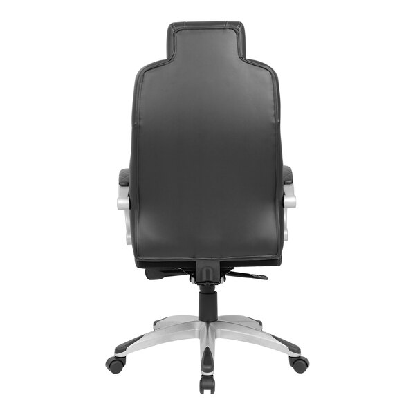 A Boss black office chair with a black cushion.