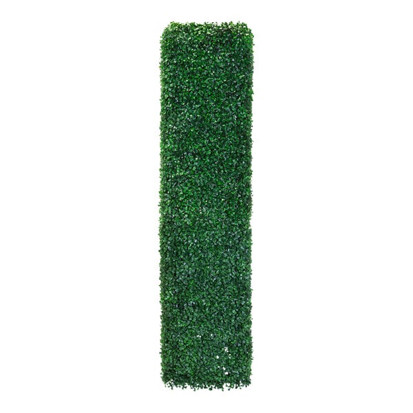 A tall, rectangular, freestanding hedge covered in dense, green artificial boxwood foliage.