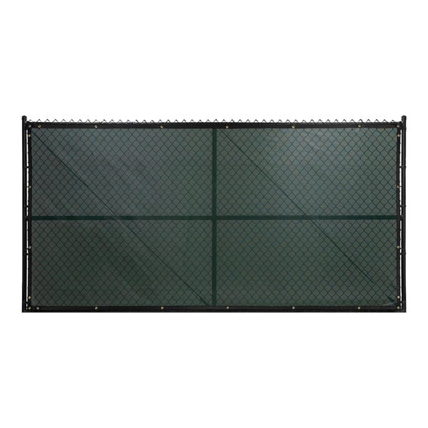 A green PVC mesh fence screen.