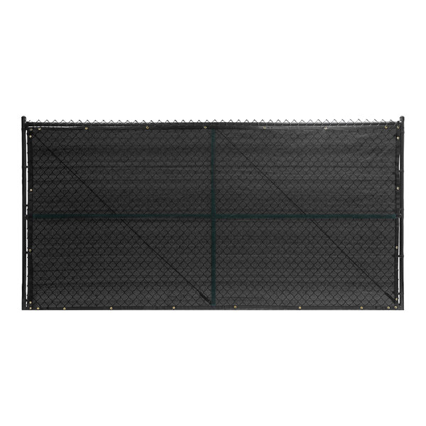 A black FenceScreen for a black fence with a green border.