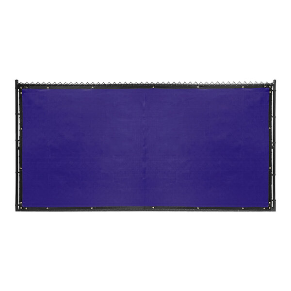 A navy blue polypropylene fence screen with black trim.