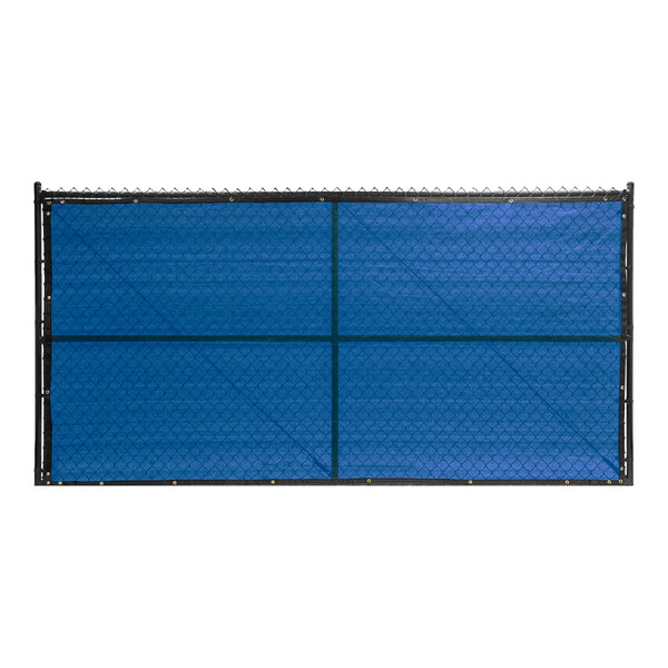 A royal blue fence screen with black trim.