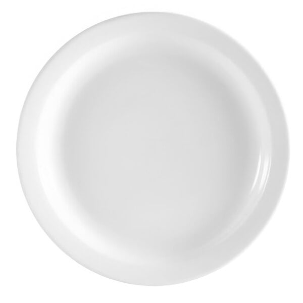 A CAC porcelain plate with a bright white narrow rim.