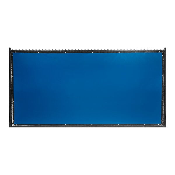 A blue FenceScreen with black trim.