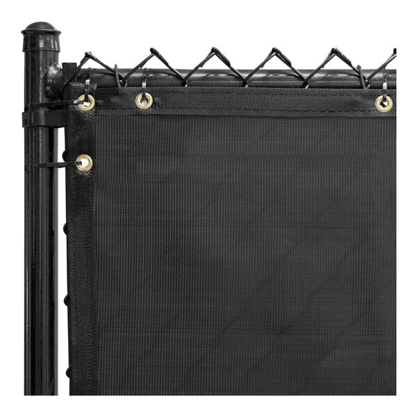 A black mesh FenceScreen with metal rings.