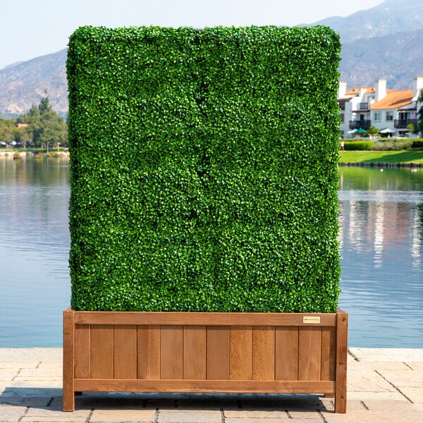 NatraHedge 1250 Series 90 Artificial Boxwood Hedge with Wooden Planter