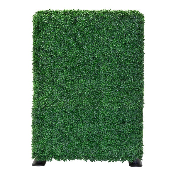 A NatraHedge artificial boxwood hedge with black base.