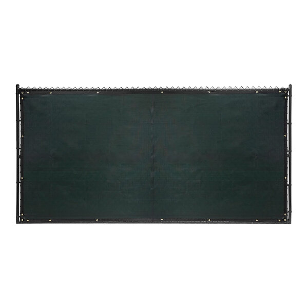 A green polypropylene FenceScreen on a black fence.