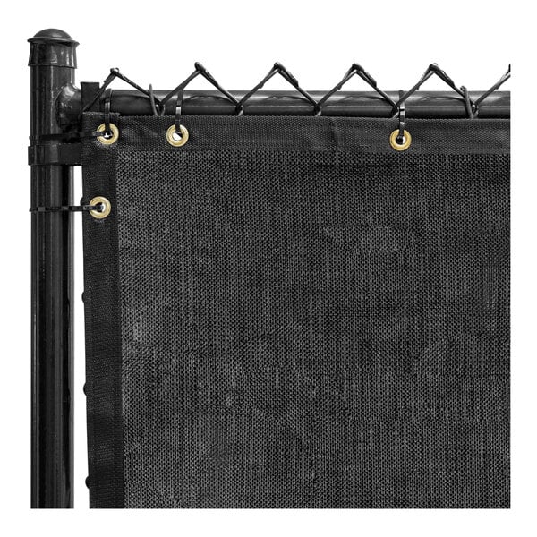 A black mesh FenceScreen for a chain link fence.