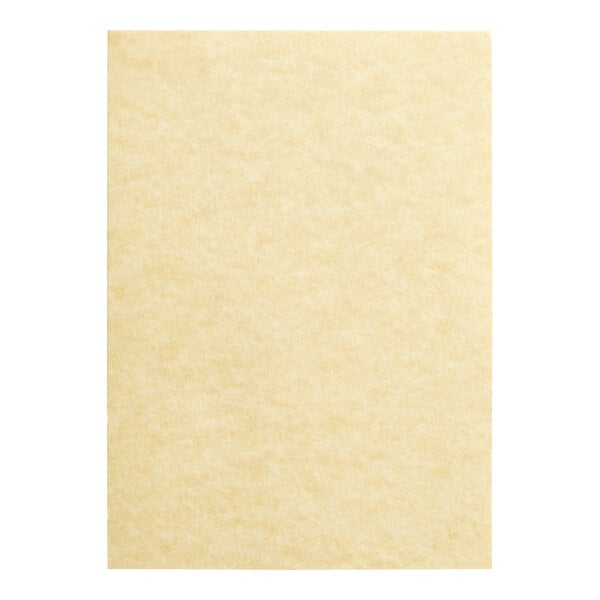 A beige rectangular sheet of heavy weight menu paper.