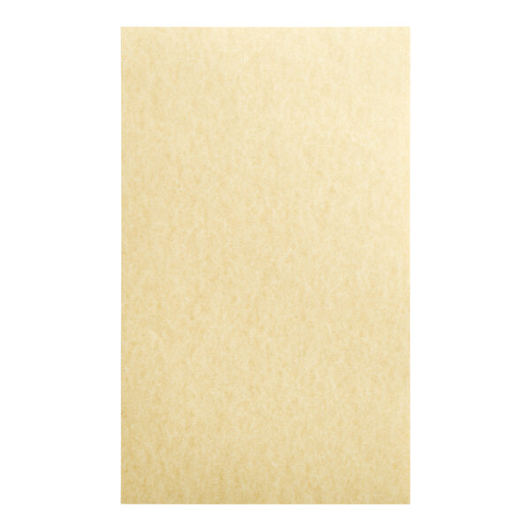 A white rectangular piece of heavy weight menu paper with a yellow background and black border.