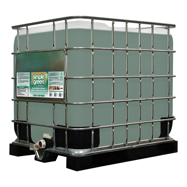A large metal container of Simple Green All Purpose Cleaner with a white label and a green lid.