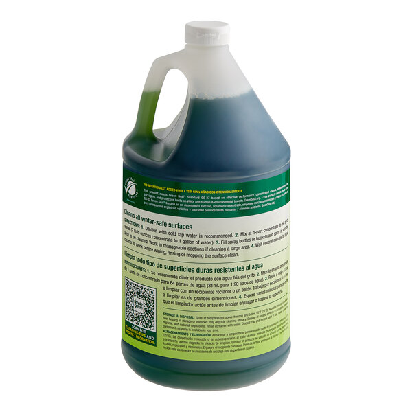 A gallon jug of green Simple Green all-purpose cleaner with a white label and cap.