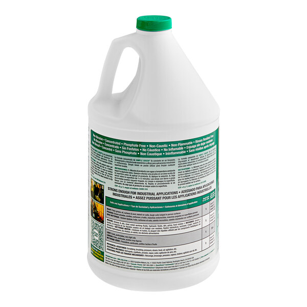 A white container of Simple Green Sassafras Scented Concentrated Industrial Cleaner with green and white labels.