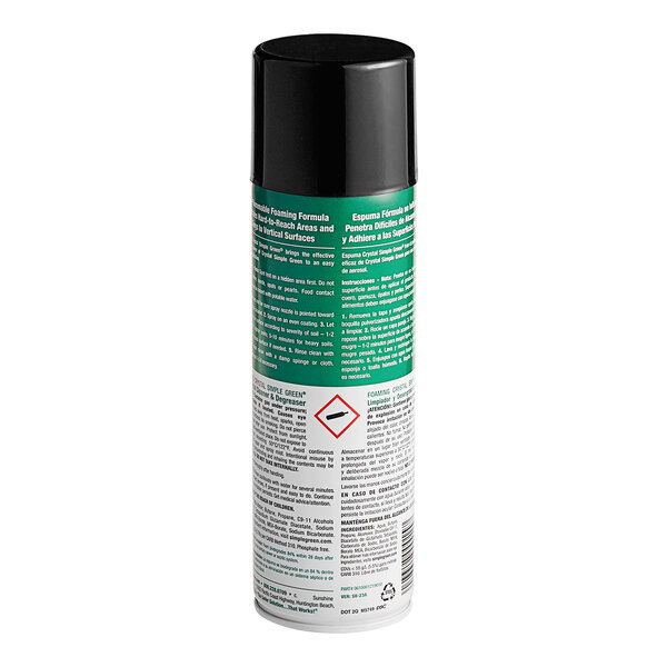 A green and white can of Simple Green Crystal foaming industrial cleaner with a black cap.