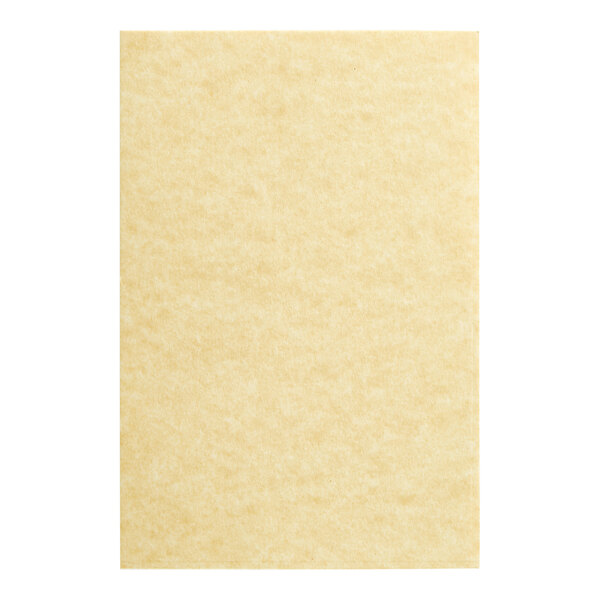 Choice 4" x 6" Heavy Weight gold menu paper. A yellow paper sheet.