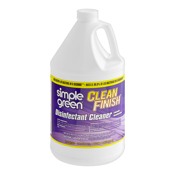 A white jug of Simple Green Clean Finish Mint Scented Disinfectant Cleaner with a purple label.