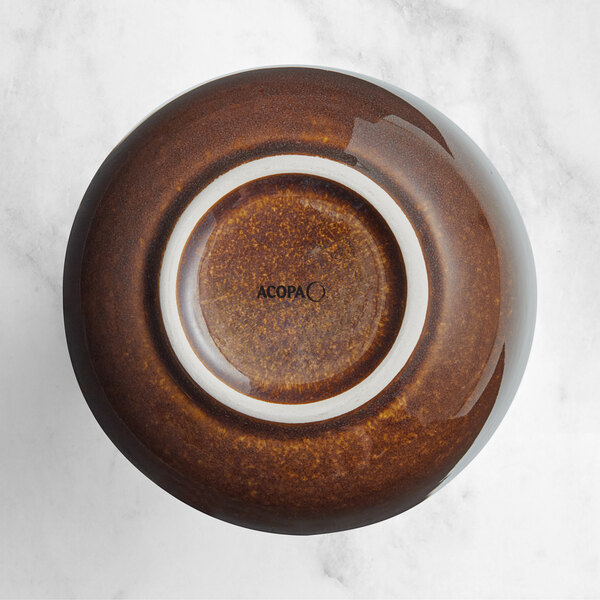 An Acopa Highlands hazel china bowl with a white rim.