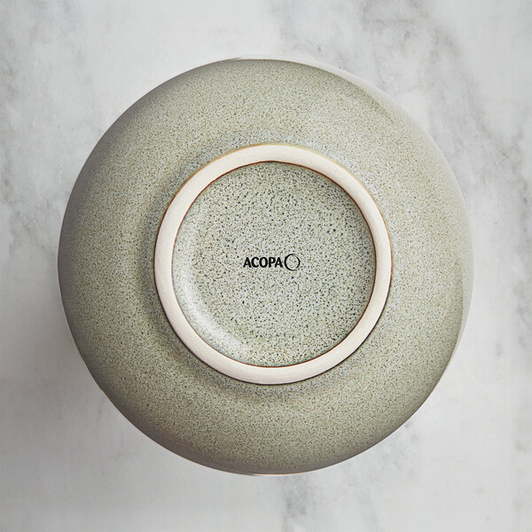 An Acopa Heather Gray China bouillon cup with a white rim.