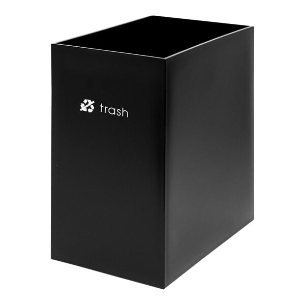 A black rectangular CSL reCollect2 trash bin with a white logo.