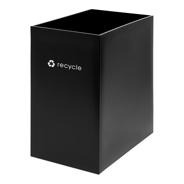 A black CSL recycle bin with a white recycle logo.