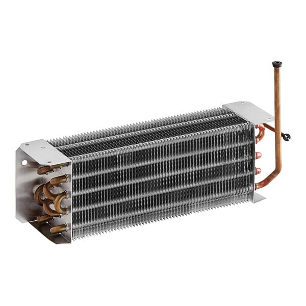 A MainStreet Equipment evaporator coil with copper tubes and pipes.