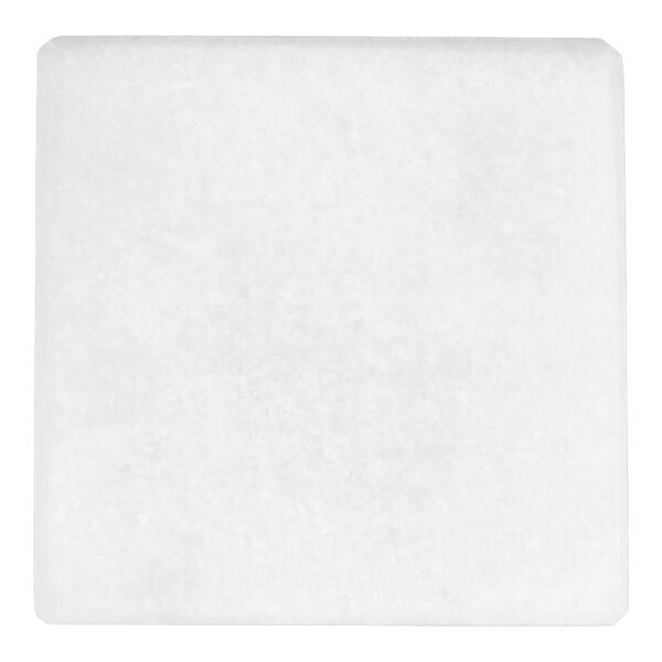 A square, white, marble-like object with a smooth surface and slightly rounded corners.