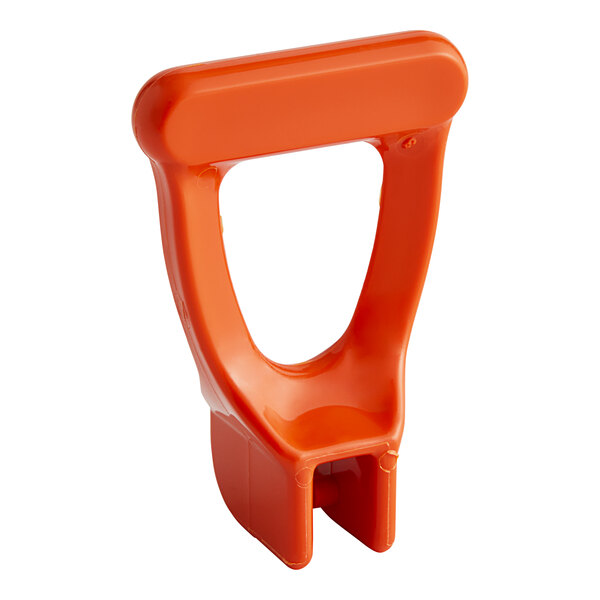An orange plastic Bunn faucet handle.