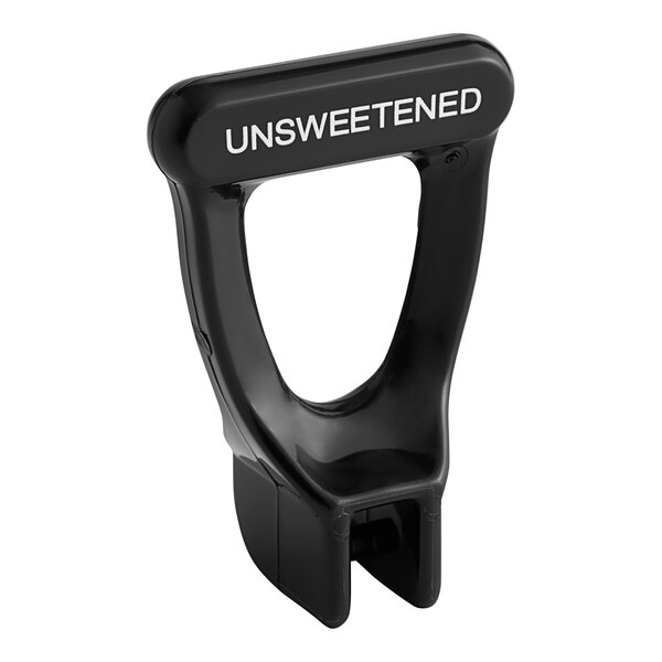 A black plastic Bunn faucet handle with white "Unsweet" text.