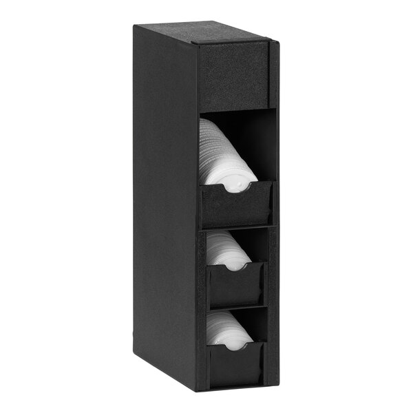 A black classic lid organizer with three compartments.