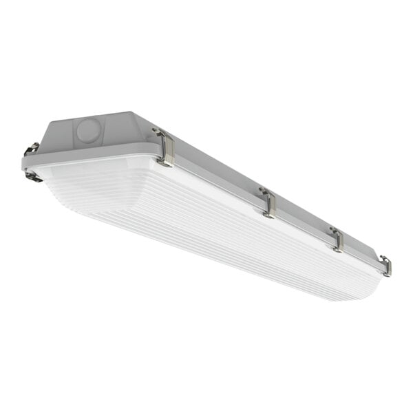 A white rectangular XtraLight vapor-tight linear light fixture.