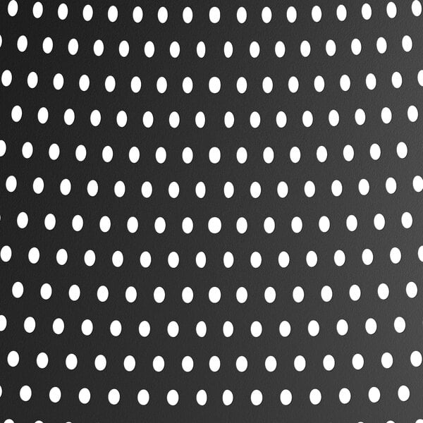 A black stone resin arm chair with a white background and black dots.