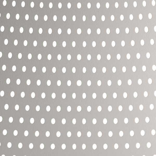 A white and grey resin chair with white dots on the surface.