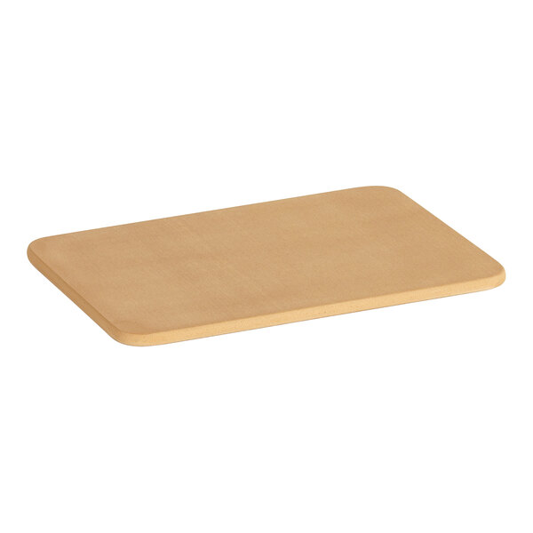 A Cal-Mil rectangular faux wood serving board with a wood handle.