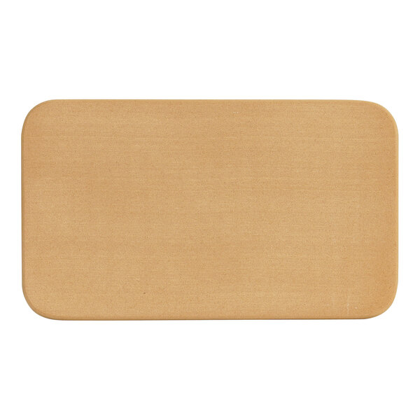 A rectangular brown Cal-Mil faux wood serving board.