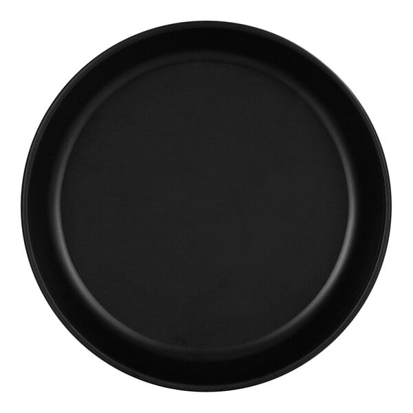 A black Cal-Mil melamine coupe bowl with a white background.