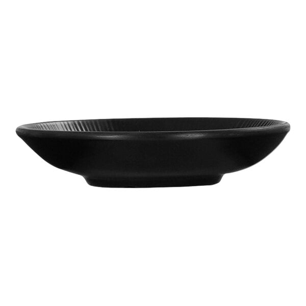 A black Cal-Mil melamine ramekin.