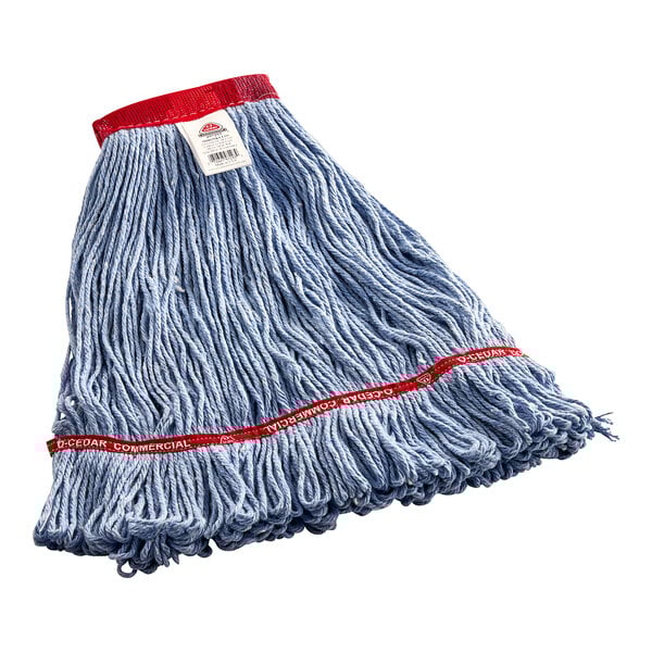 O-Cedar Commercial 97293 24 oz. Large Blue Rayon / Synthetic Blend Looped End Shrinkless Mop Head with 5" Band - 12/Case