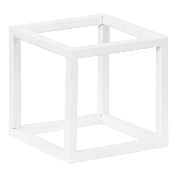 A white Cal-Mil metal cube display riser.