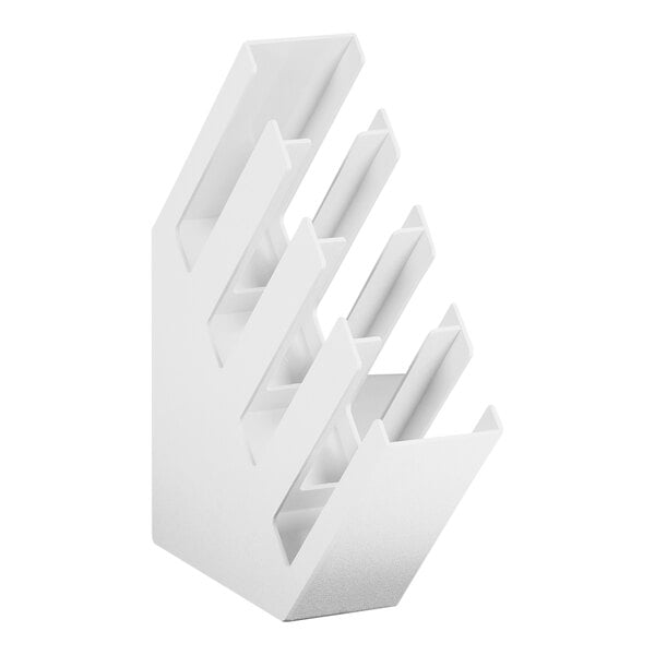 A white plastic Cal-Mil organizer with four compartments.