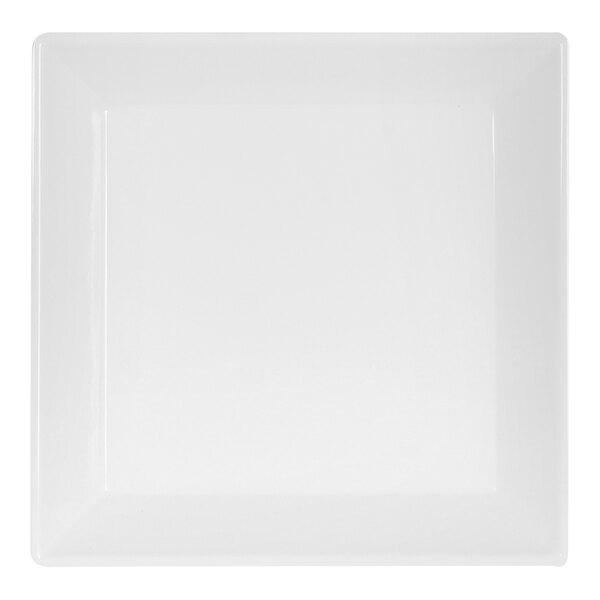 A white square Cal-Mil melamine plate with a white border.