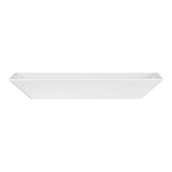 A white rectangular plate with a white background.